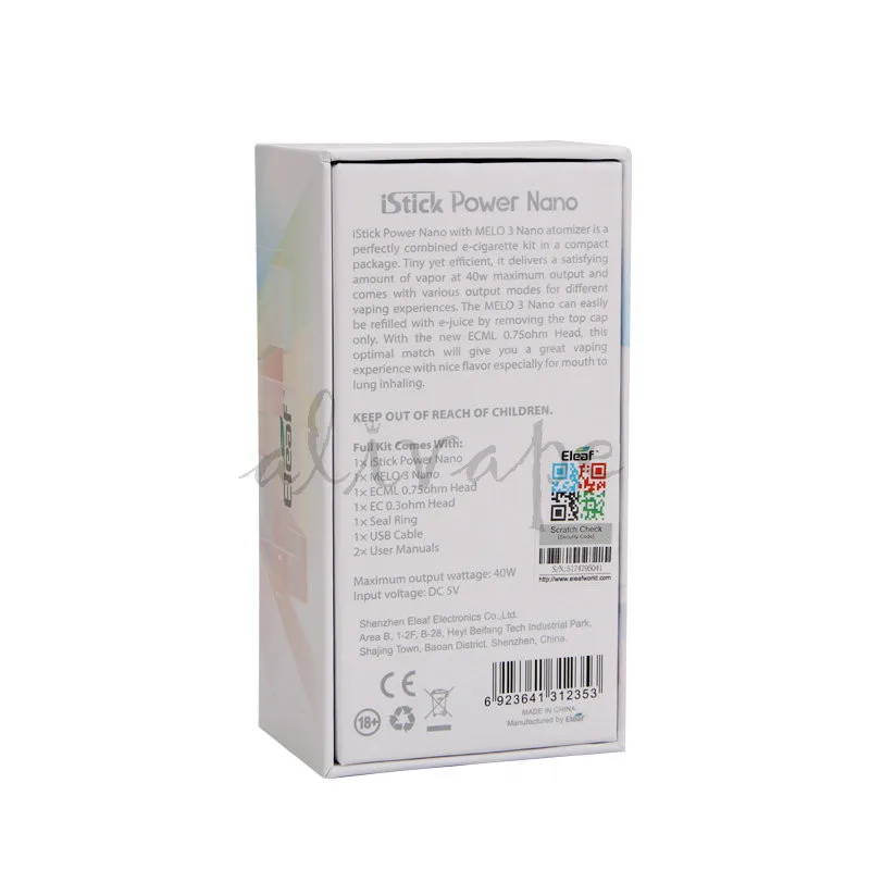 Original Eleaf iStick Power Nano Kit with 2ml MELO 3 Nano Tank iStick Power Nano Battery Mod 40W Compatiable with EC Head Vape 2