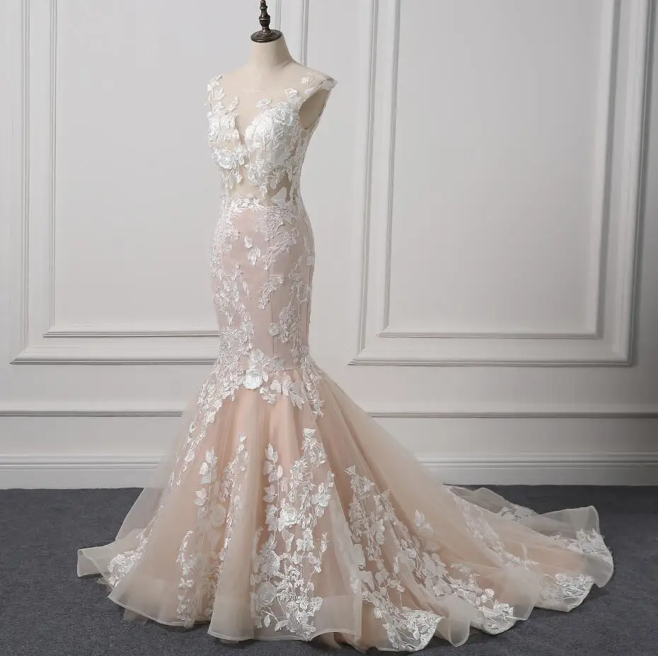 2018 Spring Mermaid Wedding Dresses Blush Pink Lace Bridal Gowns 2018 Spring Mermaid Wedding Dresses Blush Pink Lace Bridal Gowns Y Backless Vestidos Noiva Bohemian Gelinlik With Veil Z971 In From
