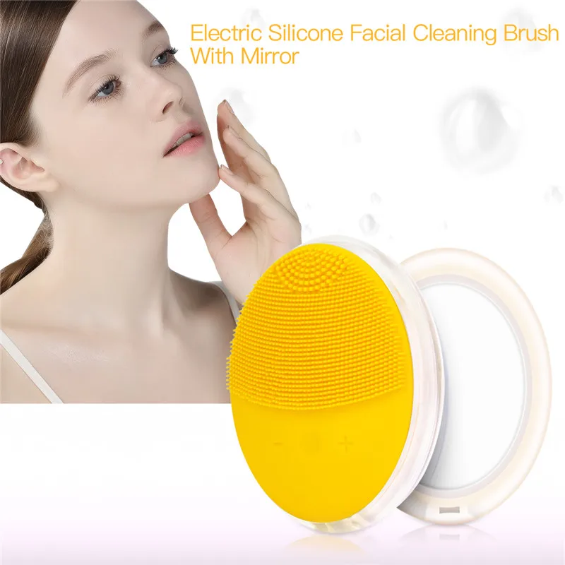 

Waterproof Silicone Mini Electric Face Deep Cleaning Brush Sonic Vibration Facial Cleaner with Mirror Skin Care Beauty Tool 33
