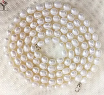 

50'' 127cm Women Jewelry necklace 10mm white oval round pearl handmade necklace natural freshwater cultured pearl