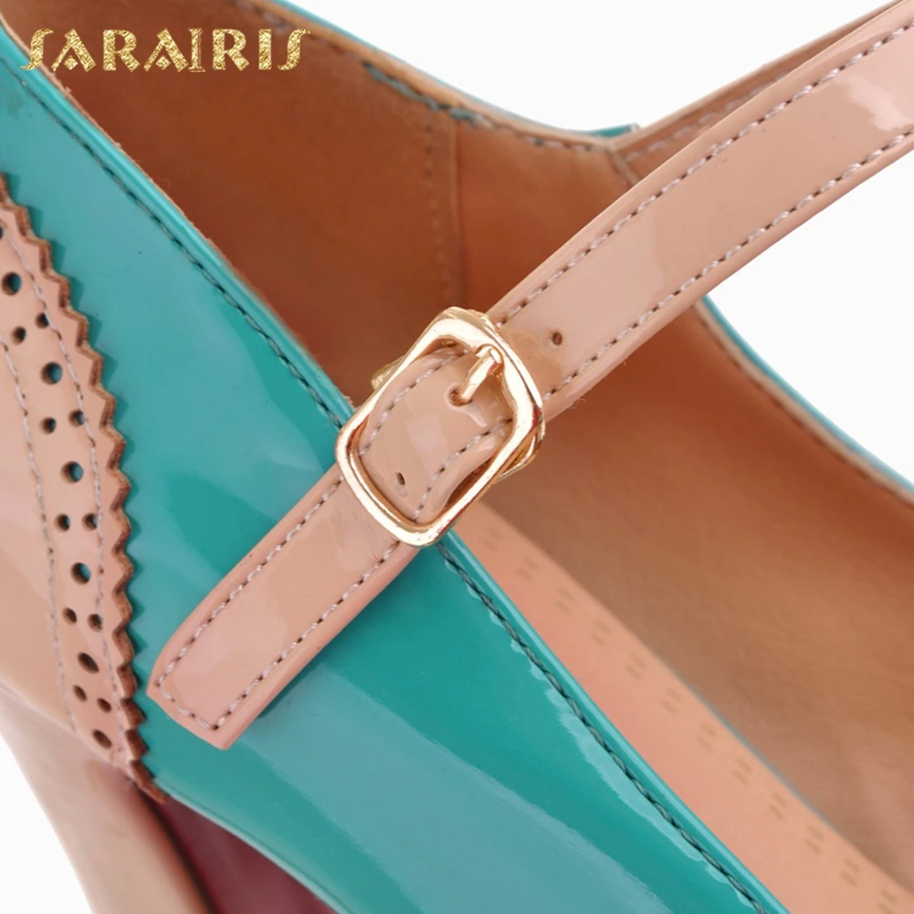 SARAIRIS/Большие размеры 33-43; женская обувь на платформе с пряжкой и ремешком; новые модные вечерние свадебные туфли-лодочки на высоком каблуке; женская обувь