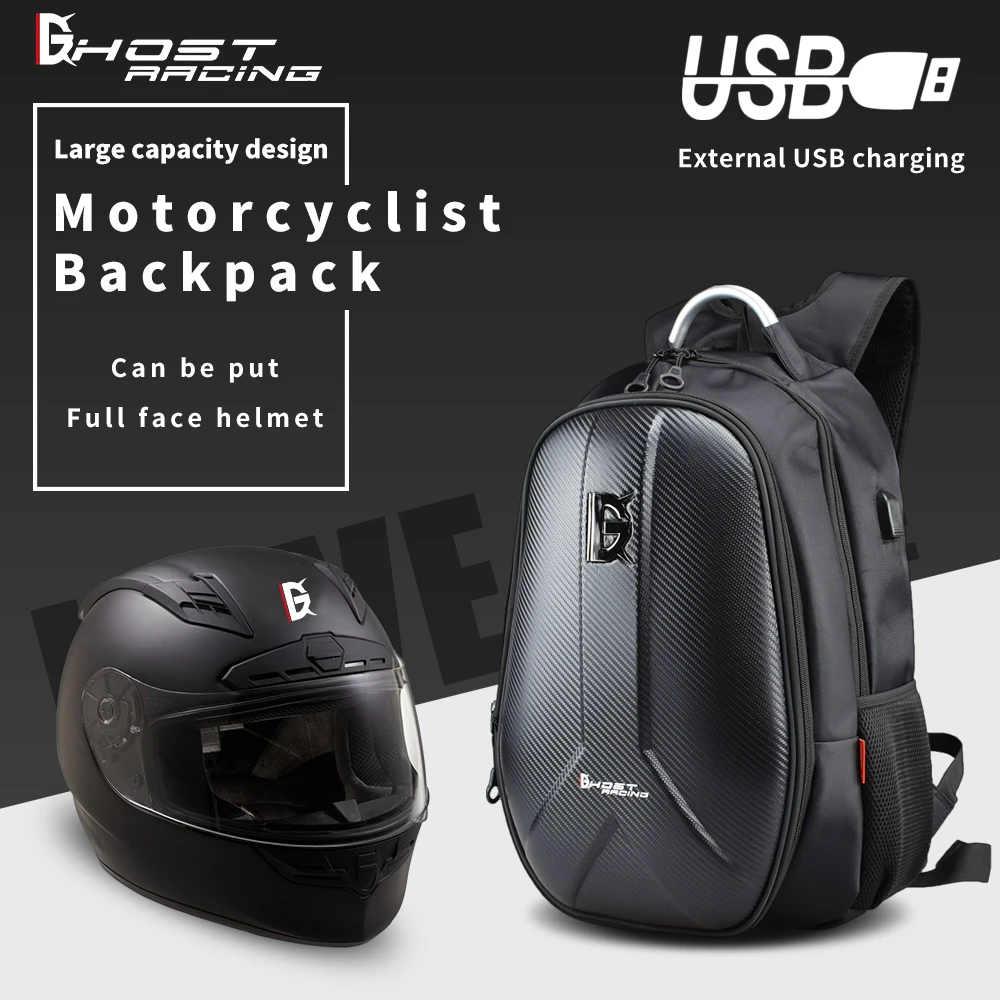 GHOST RACING New Carbon Fiber Motorcycle Backpack Riding Bag Backpack
