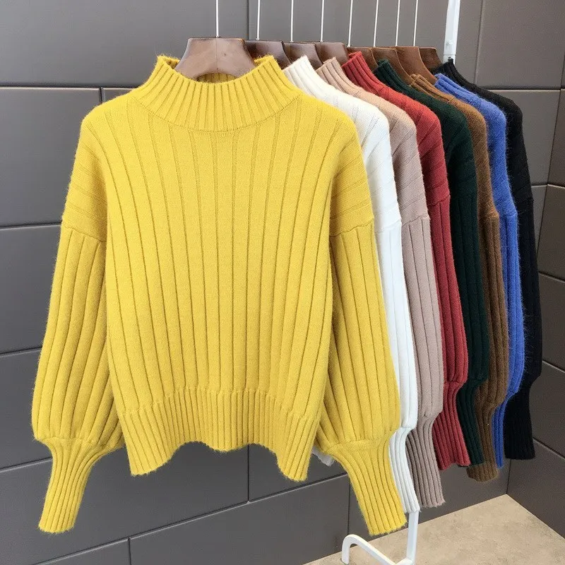 

SVOKOR Sueter Mujer Invierno 2019 Korean Version Lantern Sleeve Loose Sweater Women Large Size 8 Colors Sweater