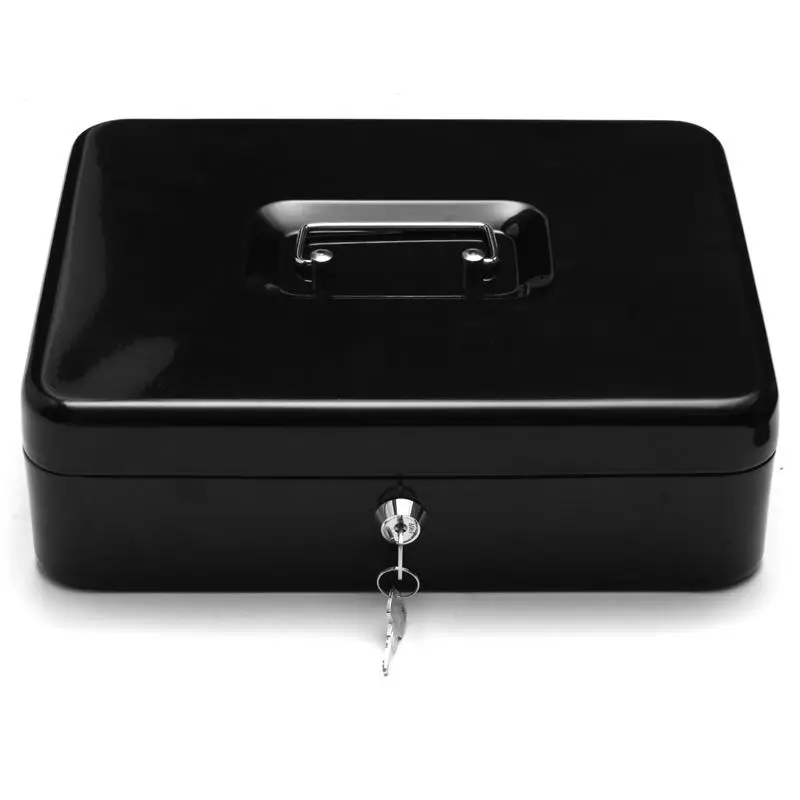 

Modern Cash Box Money Drawer Key Locking Safe Lock Tiered Tray Storage For Security Home Office Container Tools