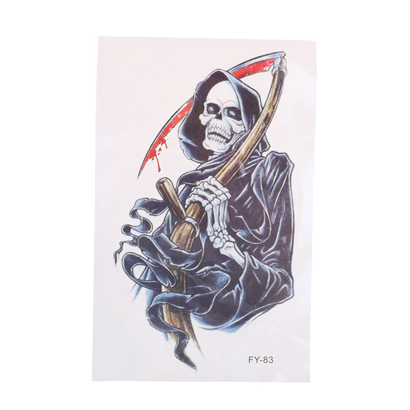 

2pcs Waterproof Body Art Evil Death Tatoo Sticker Flash Fake Blood Sickle Temporary Tattoo Stickers