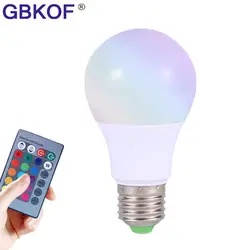 Новый год Освещение E27 3 Вт 5 Вт 10 Вт RGB LED лампа 16 Цвета Изменение RGB лампа с дистанционное управление для бар КТВ украшения