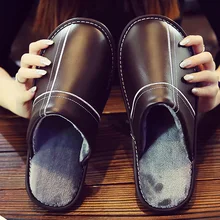 Зимняя обувь; мужские плюшевые тапочки; обувь для дома; большие размеры 45/46; тапочки унисекс; теплые кожаные тапочки на плоской подошве; модный стиль;