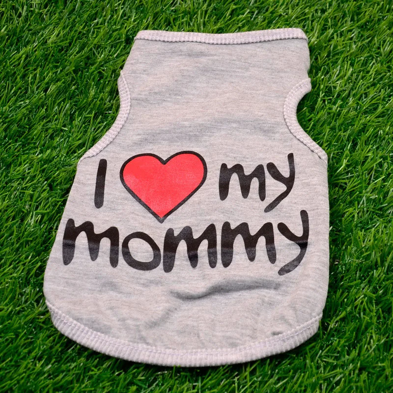 Одежда для домашних животных с принтом I Love Mommy футболки собак и кошек летняя