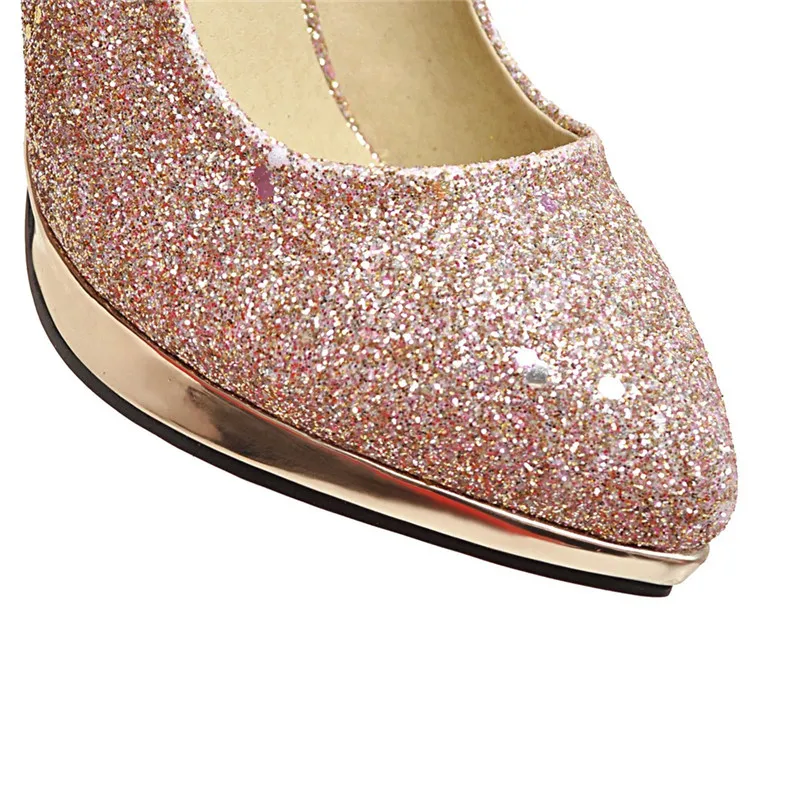 YMECHIC/2018 модная женская обувь на шпильке с острым носком цвет золотистый