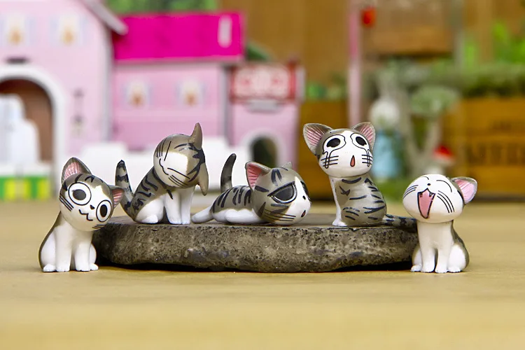 Kawaii 9 шт. чи Кошка маленькая фигурка 3 см микро пейзаж маленький Chis сладкий котенок смайлик украшения ПВХ модель игрушки домашний декор