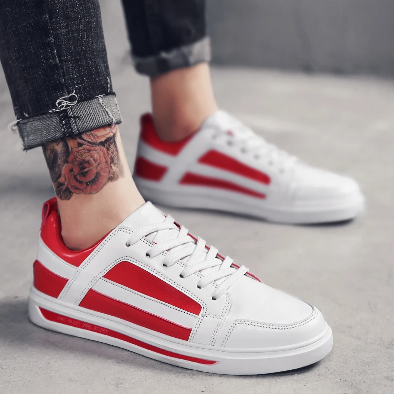 

High Quality Brand Men Casual Shoes Breathable Casual White Shoes Men Black Spring Autumn Fashion Red Casual Men Shoes Sports