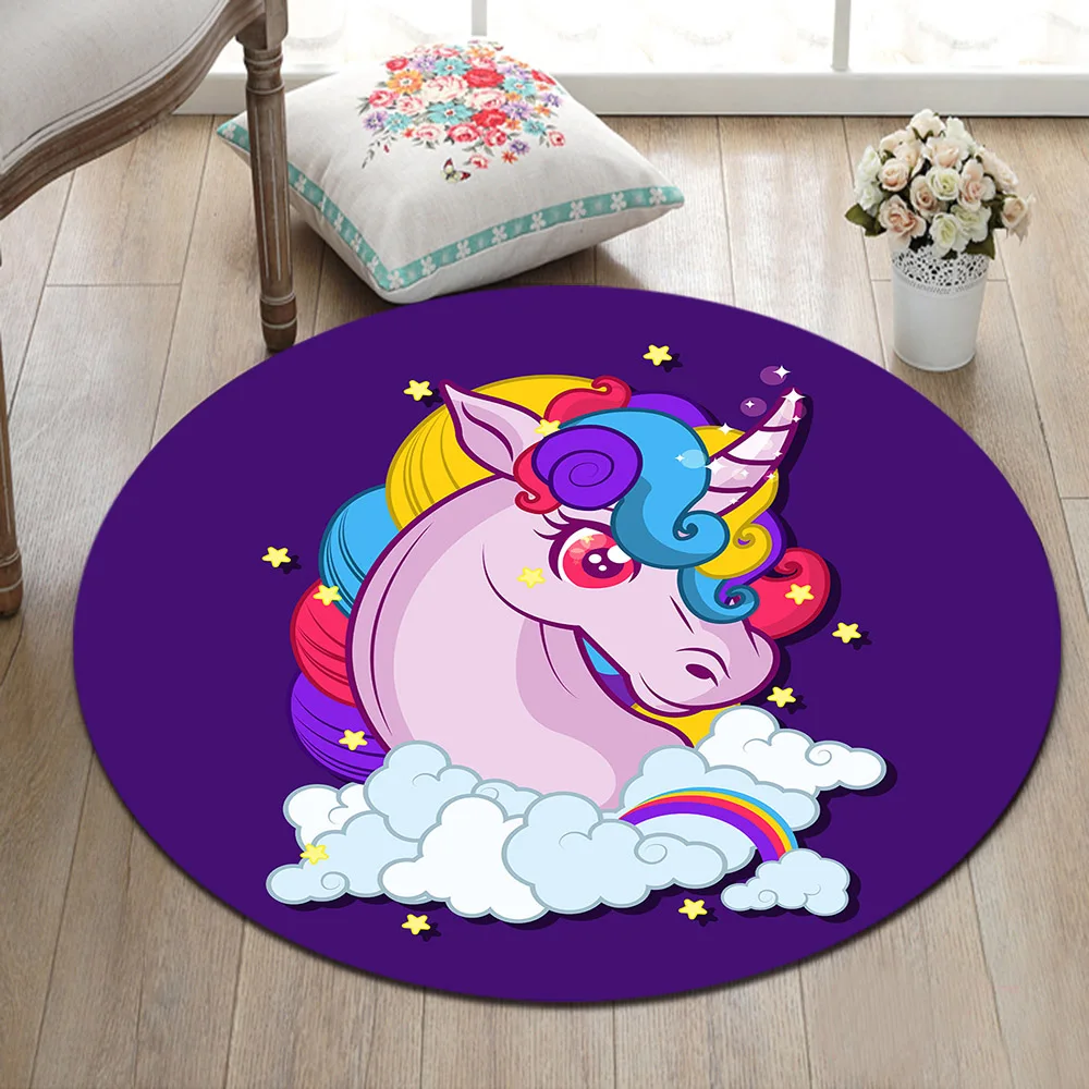 LB Rainbow Mane Единорог круглый коврик и с памятью для детей дома гостиной большой