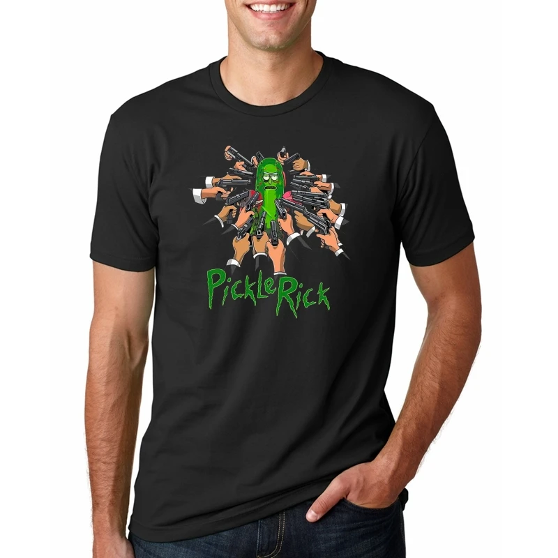 Pickle Rick T-shirts Summer Tops Tees John Wick parody Print T shirt Men o-neck short sleeve Fashion Tshirts Plus Size | Мужская одежда