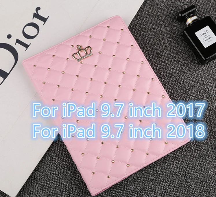 Чехол с короной для iPad 9,7 / Чехол Smart из искусственной кожи с функцией автоматического сна/пробуждения чехол для планшета для Ipad Mini 1 2 3 4 Air 2/1 Coque - Цвет: Pink 4