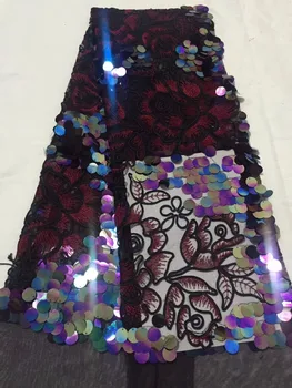

The latest version of the large sequined lace fabric hologram with colorful Latin costume fabric Christmas party YYZ7903