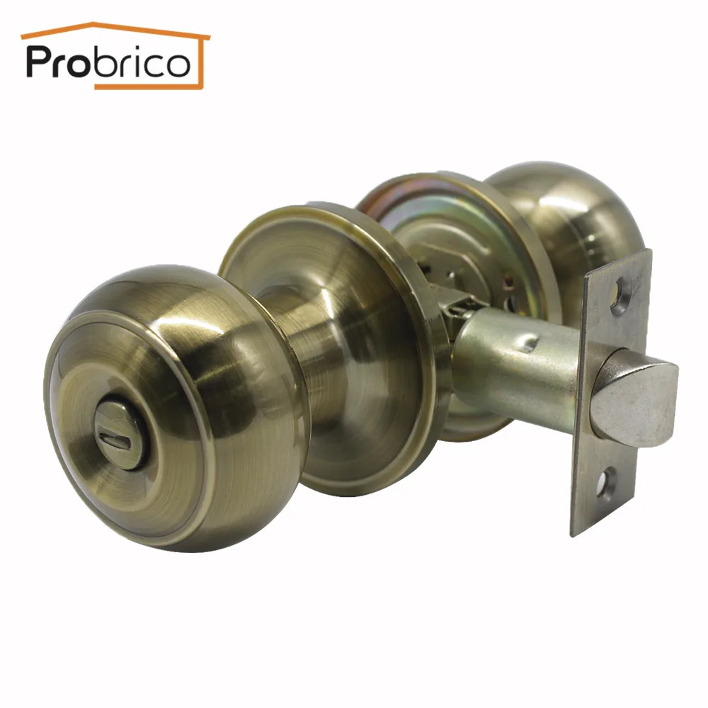 

Probrico Keyless Privacy Lock Antique Bronze Flat Ball Lock Knobs Handle Set Vintage Furnture Hardware Home Decor For Bathroom