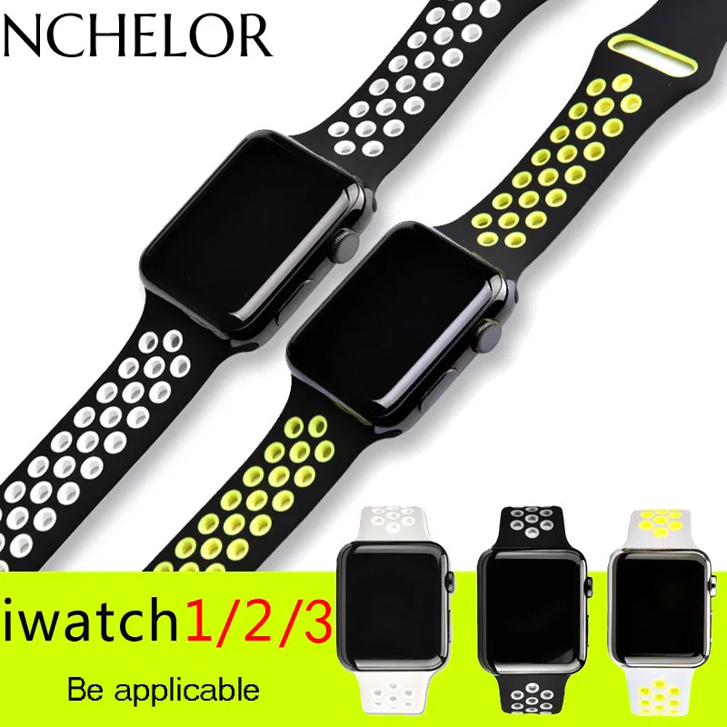 

Breathable Silicone Sports Band for apple Watch Series 1/2/3 42 38mm Sport Rubber Watchband for iWatch wrist band watch
