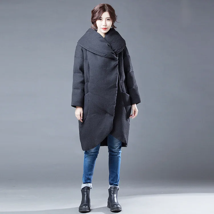 2018 New Arrival Autumn Winter Ceciliayu Regular Solid Slim Standard Few Black And Thin Down Garment Office Lady Knitted Down Coats