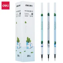 Deli ручка заправка 20 шт. 0,5 мм Полная игла черные чернила Милая гелевая ручка повторная заливка нейтральная ручка канцелярские принадлежности для студентов офисные школьные принадлежности