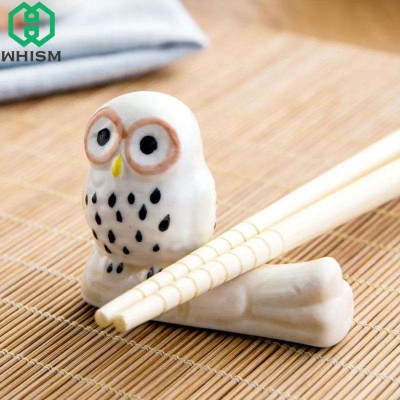 WHISM Ceramic Owl Chopstick Rest Japanese Chop Sticks Holder Sushi Food