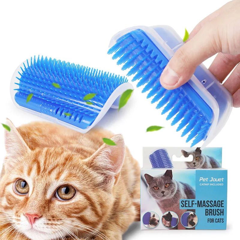 Pet Cat Toys Self Groomer with Catnip Pouch Pet Cat Kitten Grooming