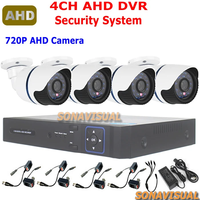 AHD 720P CCTV System 1.0MP IR Security Cameras 720P Waterproof + Video Recorder 4CH Audio HDMI Motion Detection CCTV AHD System