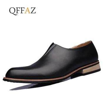 

QFFAZ Handmade Men Dress Shoes Leather Formal shoes Business Men Oxfords Shoes Wedding Party Brogue Shoes