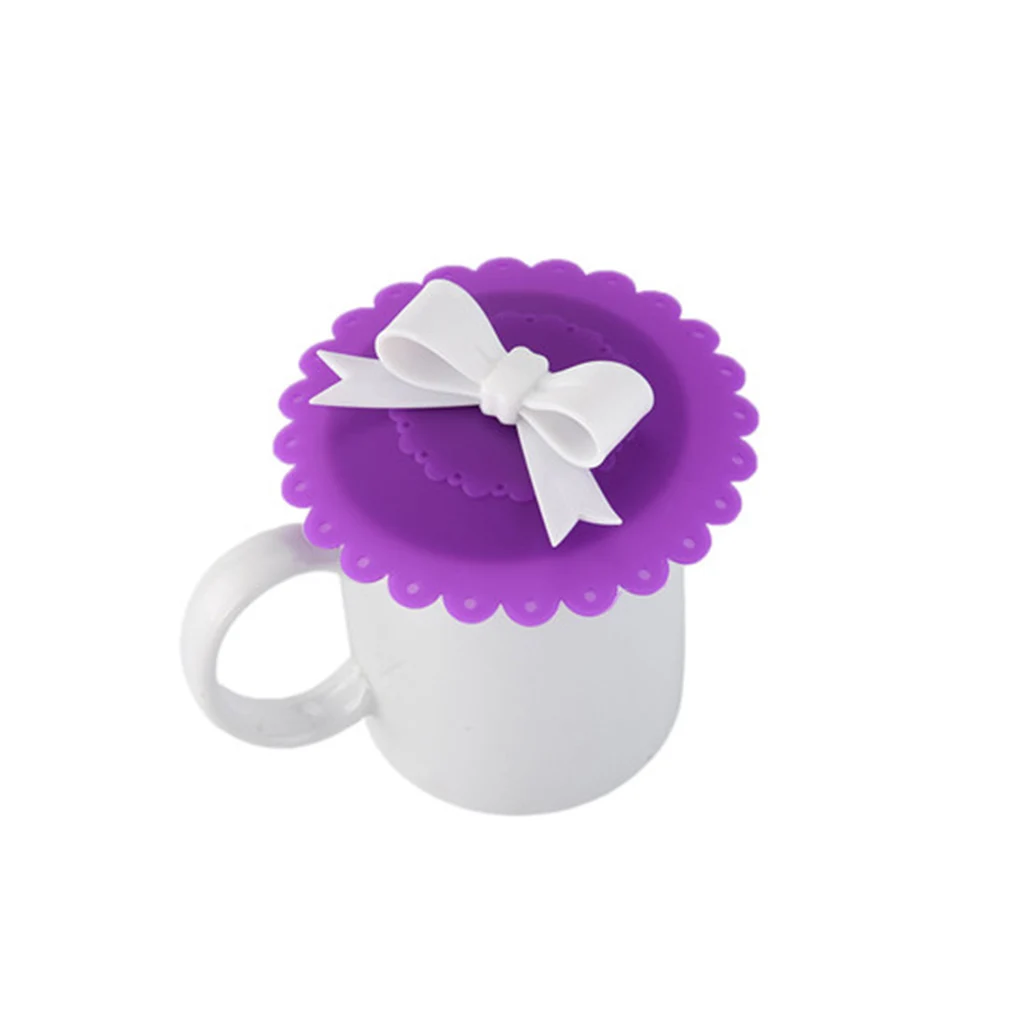 

New Arrival Bowknot Cup Lids Silicone Cup Cover Heat-resistant Silicone Lid Random Color Harmless
