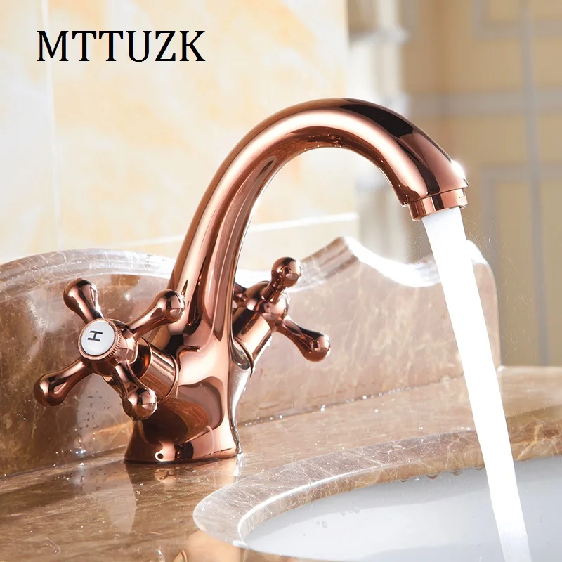 MTTUZK European long neck rose gold brass sitting mounted 2 holder