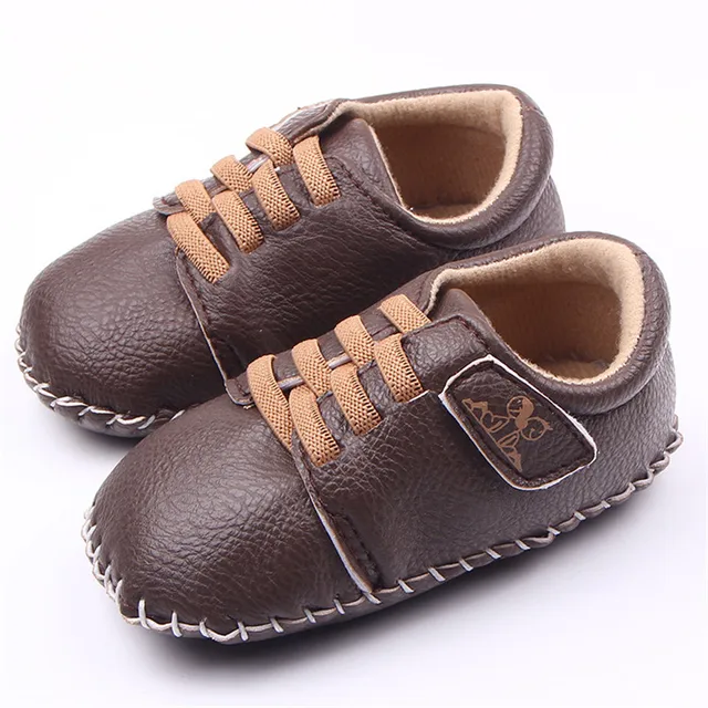Black Baby Boys Girls Infant Toddler Shoes First Walkers Leather Shoes