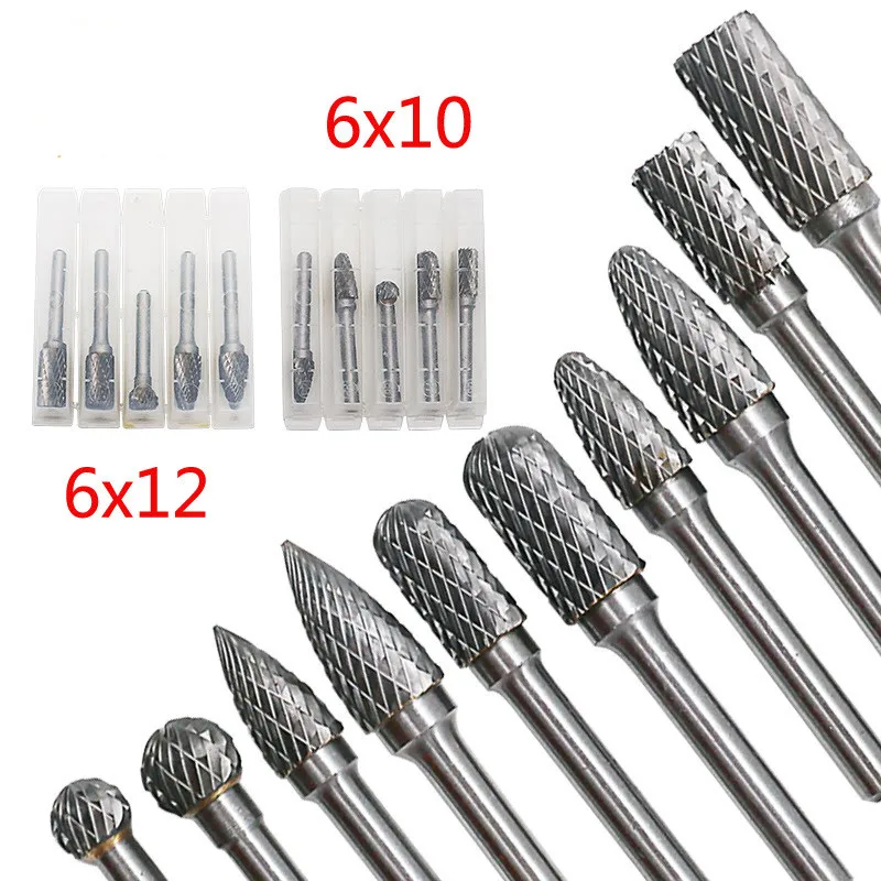 

Woodworking 6x10 6x12 Carbide Tungsten Stee Grinding Head Rotary Boring Cutter Woodworking Wood Carving Head Carving Knife