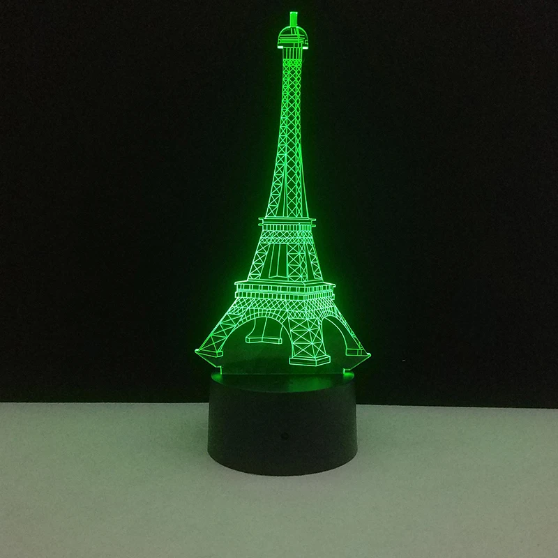 3D Красочные настольные лампы USB СВЕТОДИОДНЫЙ светильник Франция Париж Эйфелева башня настроение ночные светильники Спальня свадебное украшение домашний праздник Декор