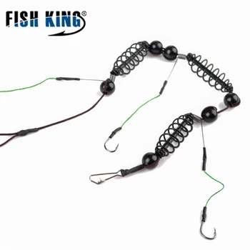 

FISH KING 1PC High Quality Explosion Hook Cage Feeder Carp Fishing With Lead Sinker Swivel with Line Hooks Pesca Fishing Tackle