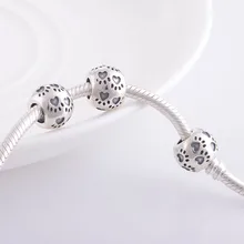 FJ122 925 пробы серебро отпечаток лапы собаки модного бисера для поделок совместим с Пандора Стиль браслеты из бусин с подвесками
