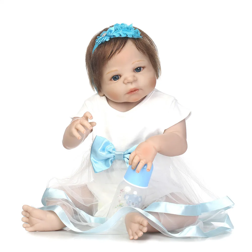 

2017 New 22'' Handmade Lifelike Reborn Baby Girls Doll Full Body Vinyl Silicone Kids Gift bebe girl reborn