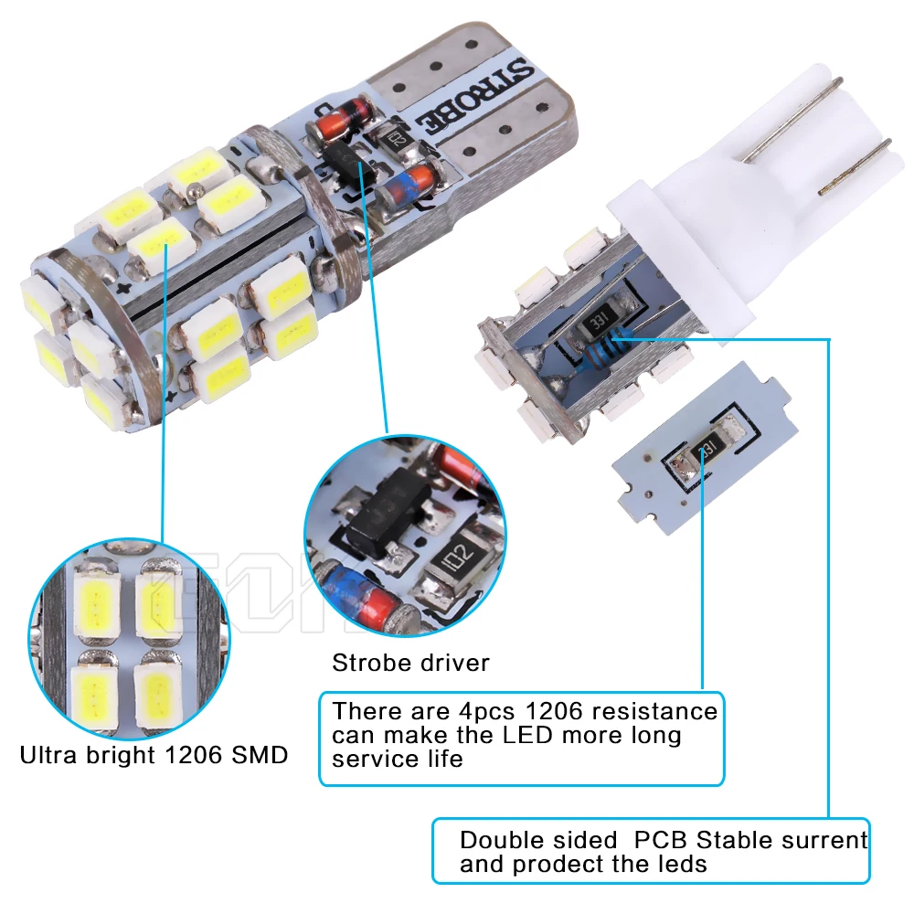 100 шт./лот T10 led стробоскопическая вспышка ing 194 W5W 20 LED 3020 1206 smd стойкий блеск + Авто