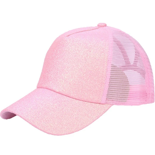 Quaslover, блестящая бейсболка «конский хвост», Женская Солнцезащитная шляпа, летние сетчатые шапки, Регулируемая Повседневная Кепка, одноцветная модная шапка - Цвет: Pink