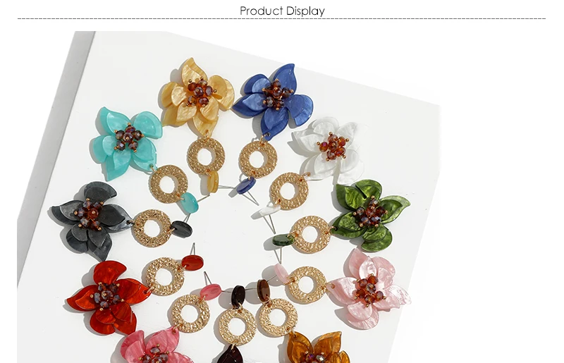 Flower Drop Earrings For Women Jewelry Bijoux Bohemain Statement Earrings Acrylic Wedding Dangle Earings Christmas Gift (1)