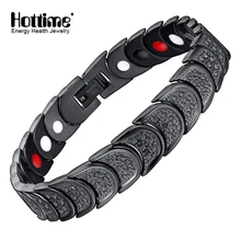 Hottime 4in1 Men Stainless Steel Titanium Bracelets Magnetic Germanium Ion Infrared Energy Power Hologram Health Bracelet 10133