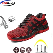 DEWBEST/Мужская Рабочая защитная обувь со стальным носком; легкие дышащие антистатические Светоотражающие повседневные строительные кроссовки; защитные ботинки