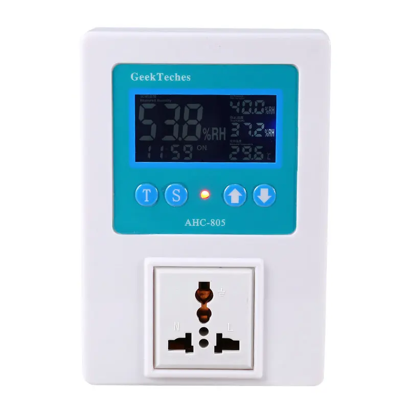 

DC110-240V LCD Display Temperature & Humidity Controller Outlet with Timing Function AHC-805