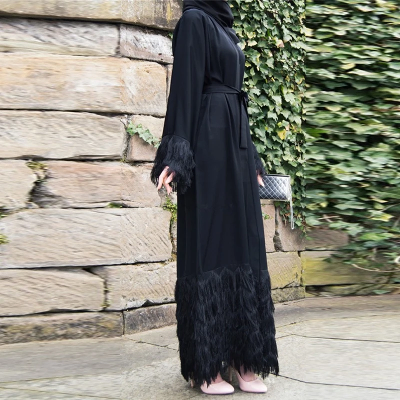 Кисточка Кафтан Дубай абаи кимоно халат мусульманский хиджаб платье Абая для женщин Кафтан Marocain Qatar Elbise турецкая исламская одежда