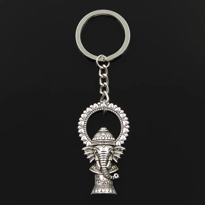 

New Fashion Keychain 50x28mm Ganesha elephant buddha Pendants DIY Men Jewelry Car Key Chain Ring Holder Souvenir For Gift