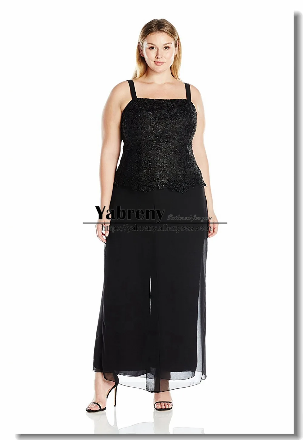 Большие размеры; Черный Кружевной Костюм для матери невесты; брюки; платья