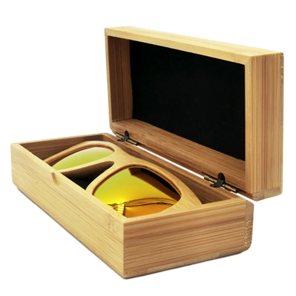 Прямоугольник ручной работы деревянные зерна Твердые очки/Солнцезащитные очки хранения раскладушка чехол из натурального бамбука рамки коробки для очков