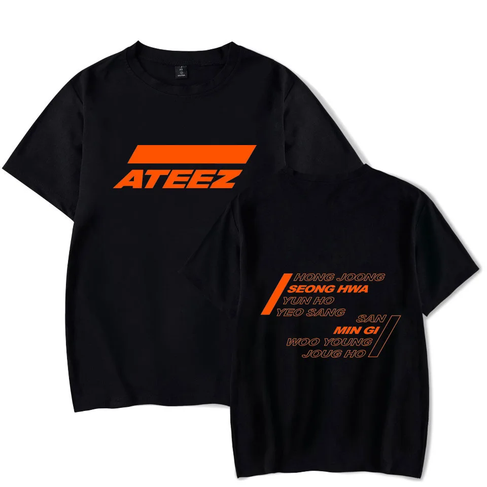 Kpop ateez-男性と女性のためのクールでカジュアルなTシャツ,半袖