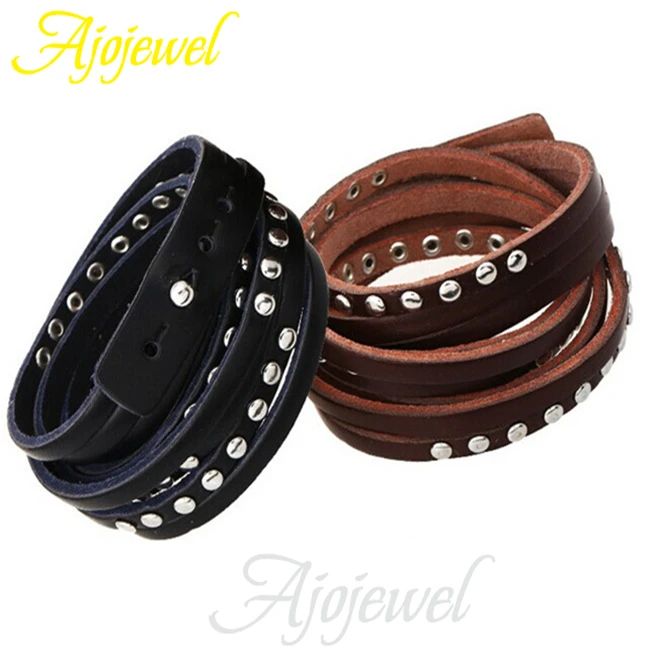 

Ajojewel High Quality Bracelet Multi layer Casual Style Leather Bracelets Manchette For Women