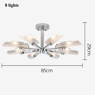 Современная светодиодная люстра со льдом, хромированная металлическая люстра для гостиной, подвесные люстры со светодиодами, Светильники для спальни, крепеж для подвесных светильников - Цвет абажура: 8 lights