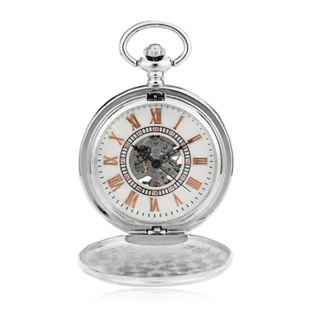 

Luxury Mens Watch Fashion Steampunk Skeleton Mechanical Hand Wind Pocket Watch W/Chain Xmas Gift Reloj De Bolsillo