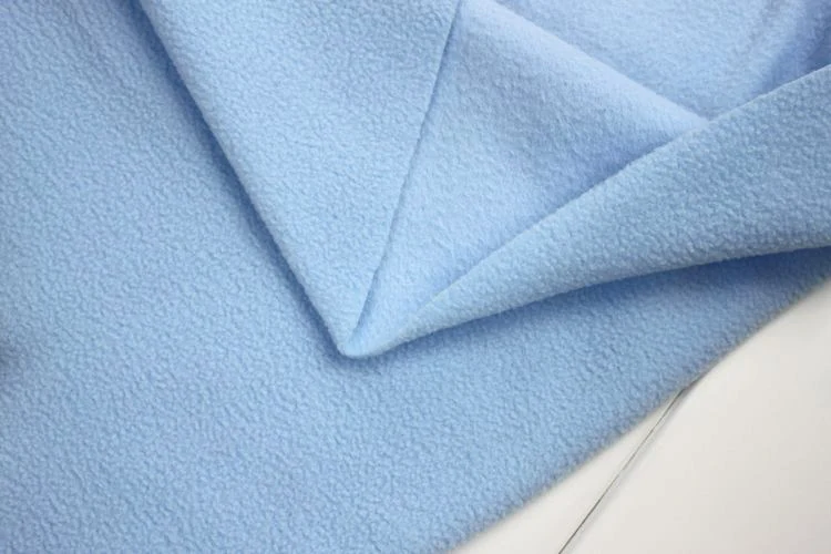 Светло-голубая полиэфирная флисовая ткань, не скатывающаяся с одной стороны, флисовая ткань ручной работы